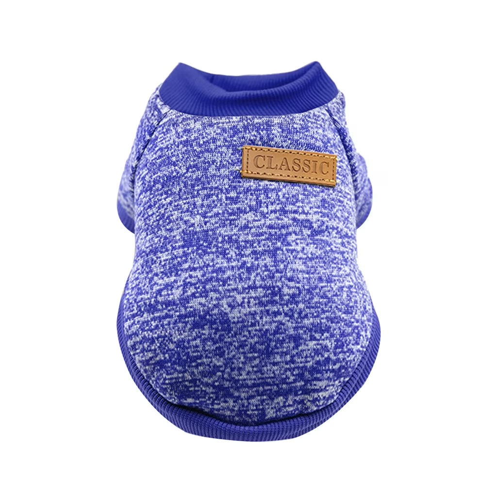 Pet Supplies Pet Dog Puppy Classic Sweater Sweater Clothes Warm Sweater Winter Blue