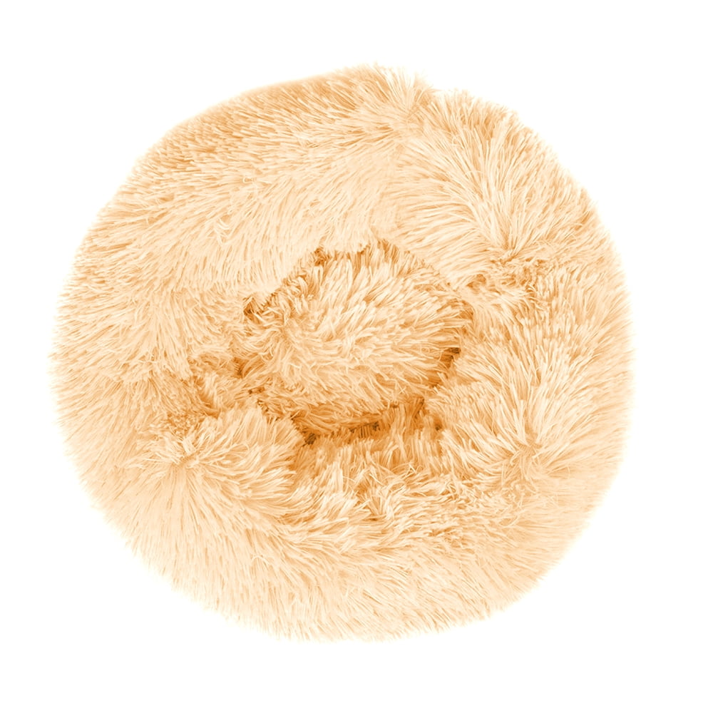 Round Plush Pet Bed for Dogs & Cats,Fluffy Soft Warm Calming Dog Bed Sleeping Kennel Nest