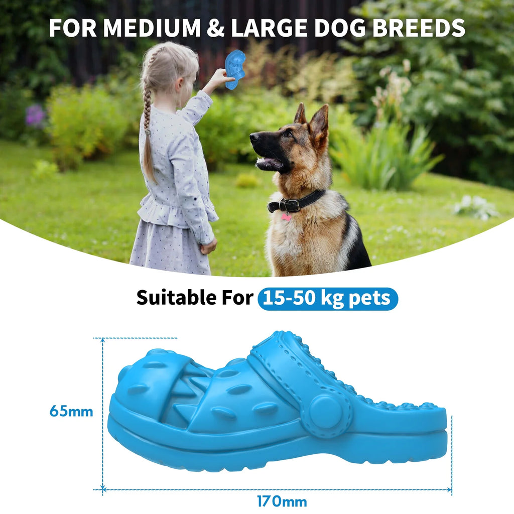 Dog Toys for Aggressive Chewers Large Breed, Slipper Shape Squeaky Dog Chew Toys for Aggressive Chewers Puppies Medium Large Dogs, Blue
