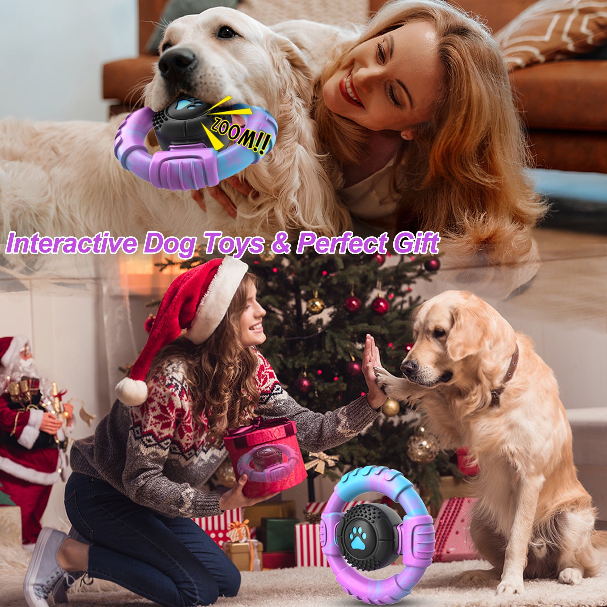 Dog Toys for Aggressive Chewers Large Dogs Squeaky Dog Chew Toys for Large Medium Breed Nylon Rubber Interactive Tough Dog Toys to Keep Them Busy