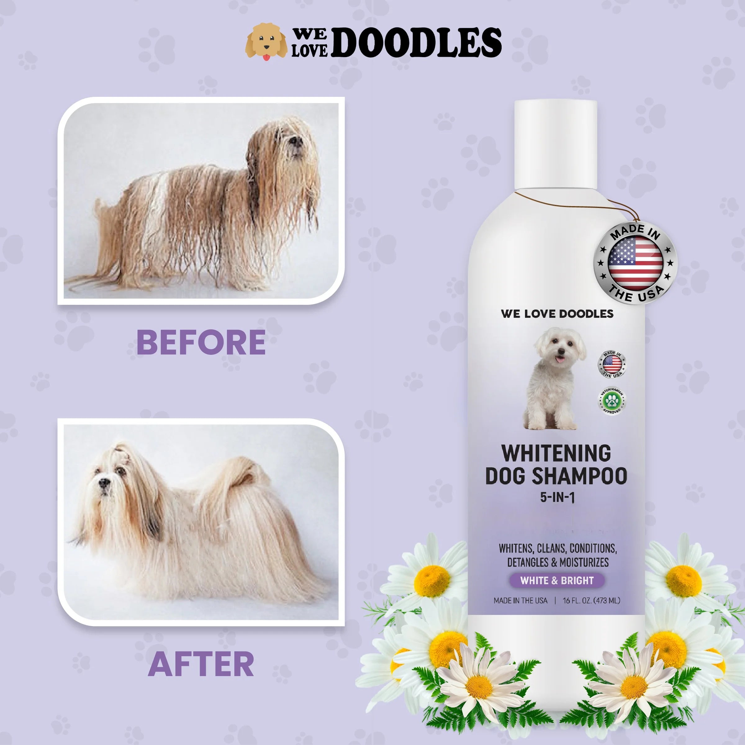 Whitening Dog Shampoo | Clean Ingredients | Made in USA | Brightening Dogs Fur | White & Bright Hair | Removes Stains & Discoloration []