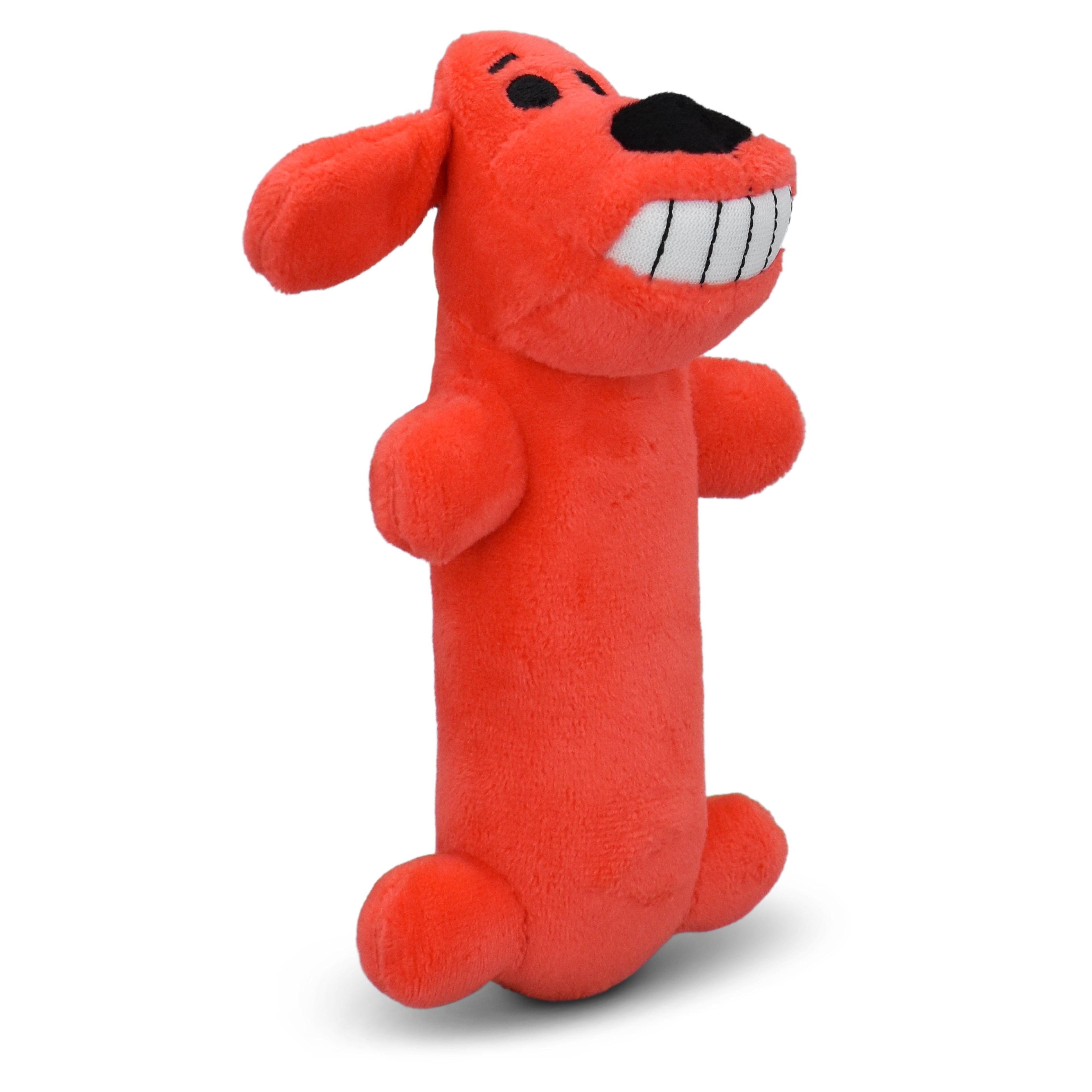 Smiling Loofa Plush Dog Toy with Squeaker, 6 Inch