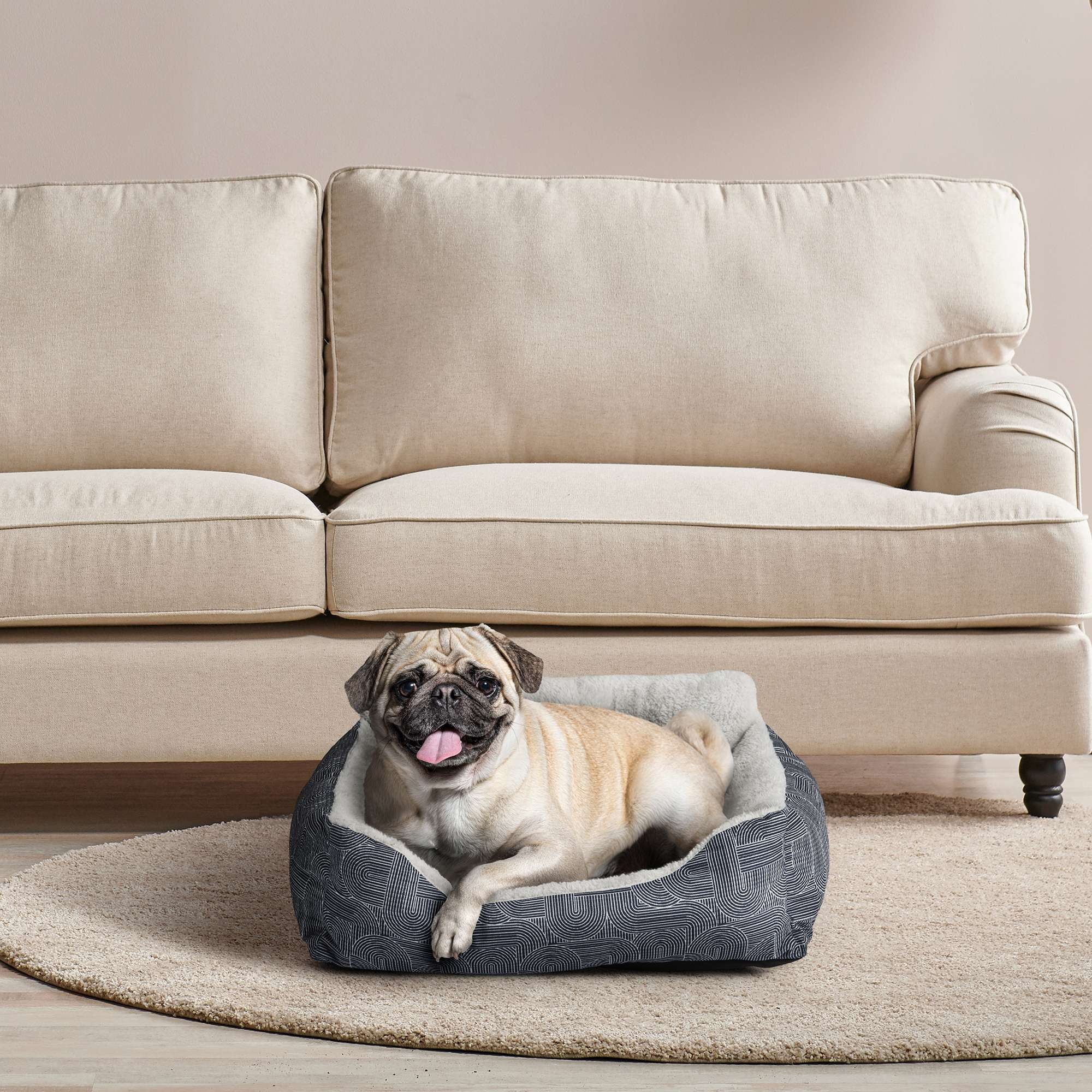 Dog & Cat, Plush Lounger, Portable, Machine Washable, Black, 21" X 17"