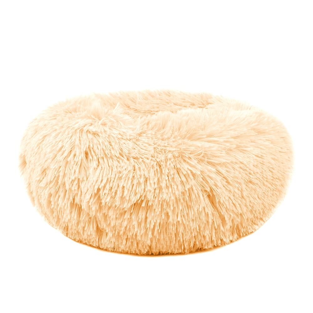 Round Plush Pet Bed for Dogs & Cats,Fluffy Soft Warm Calming Dog Bed Sleeping Kennel Nest