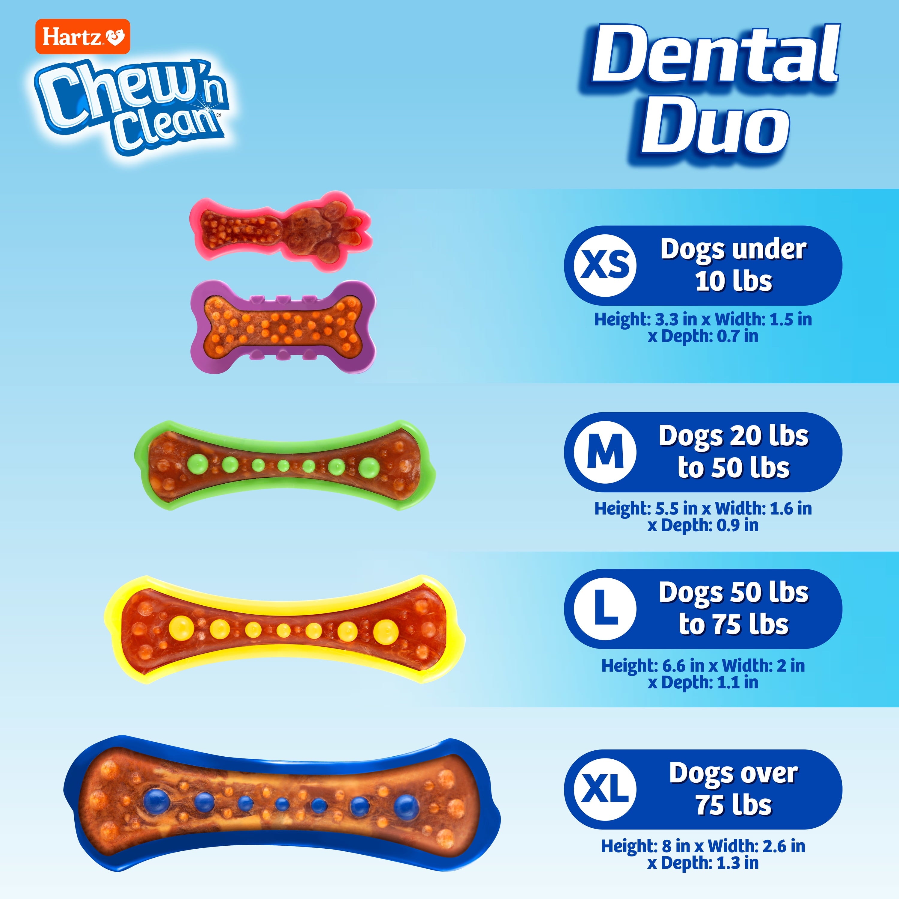 Chew N Clean Dental Duo Dog Toy, Medium, Nylon, Color May Vary