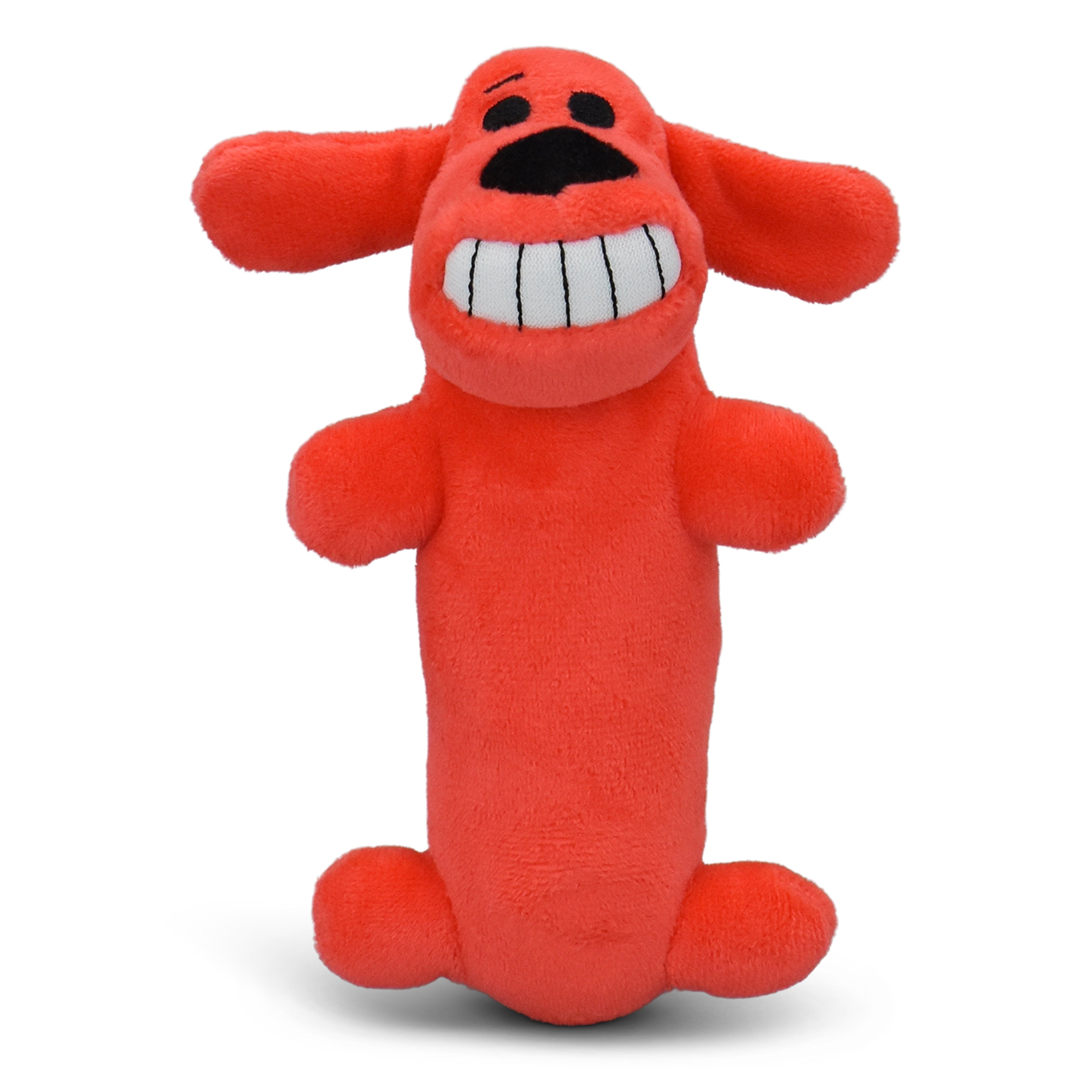 Smiling Loofa Plush Dog Toy with Squeaker, 6 Inch