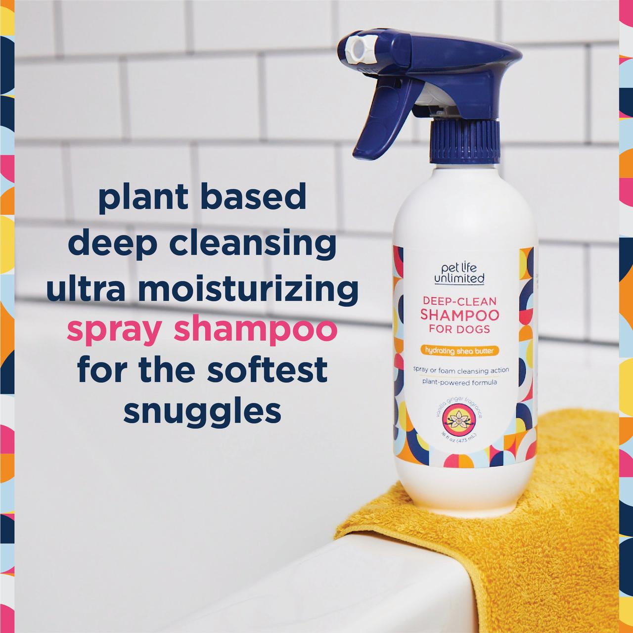 Deep-Clean Spray Dog Shampoo, Vanilla Ginger, 16Oz