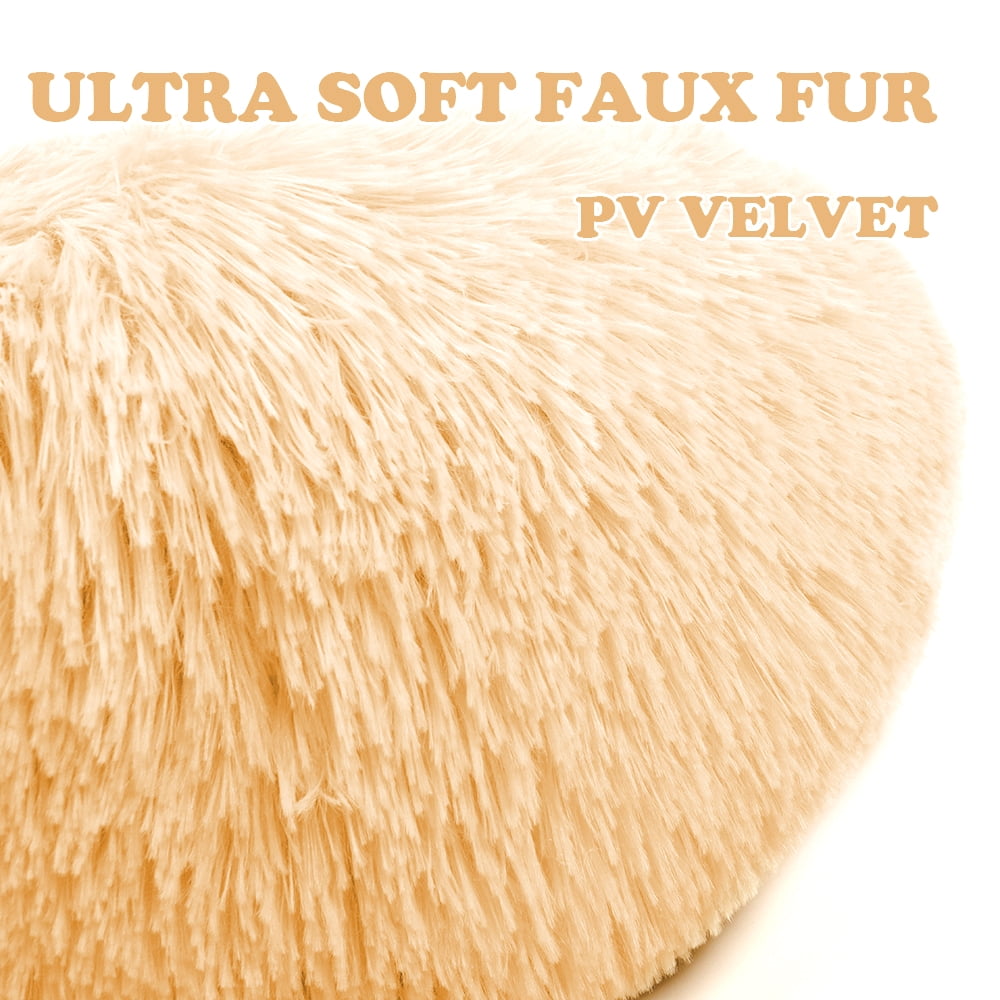 Round Plush Pet Bed for Dogs & Cats,Fluffy Soft Warm Calming Dog Bed Sleeping Kennel Nest