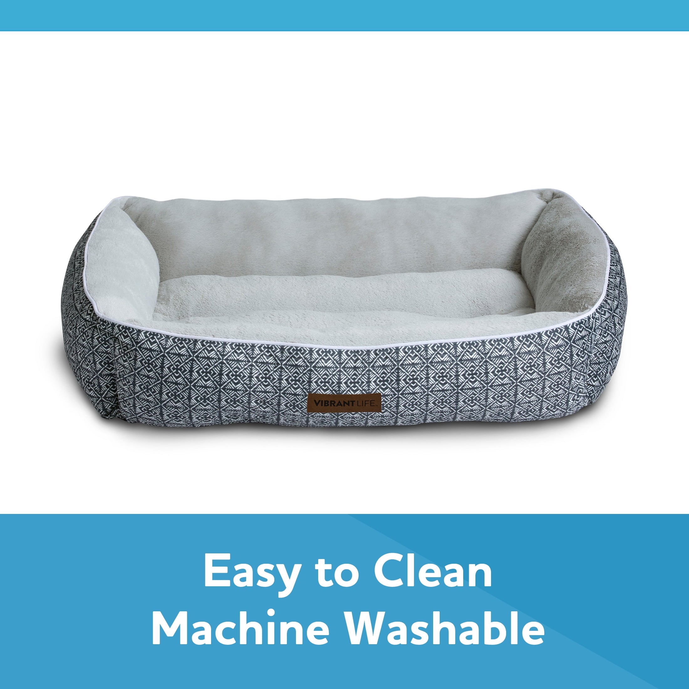 Bolster Dog Bed, Machine Washable, Plush Lounger Large, 36" X 27"