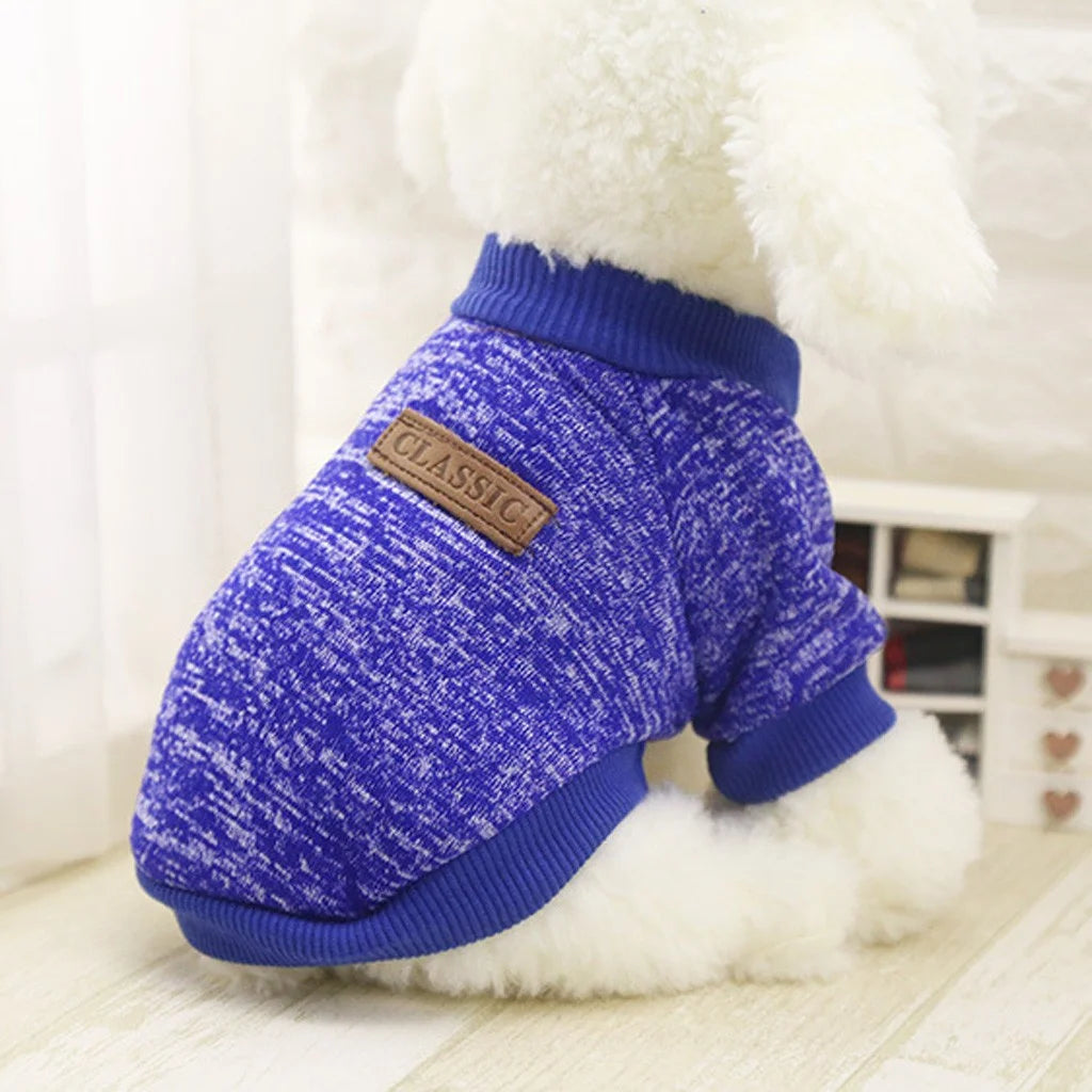Pet Supplies Pet Dog Puppy Classic Sweater Sweater Clothes Warm Sweater Winter Blue