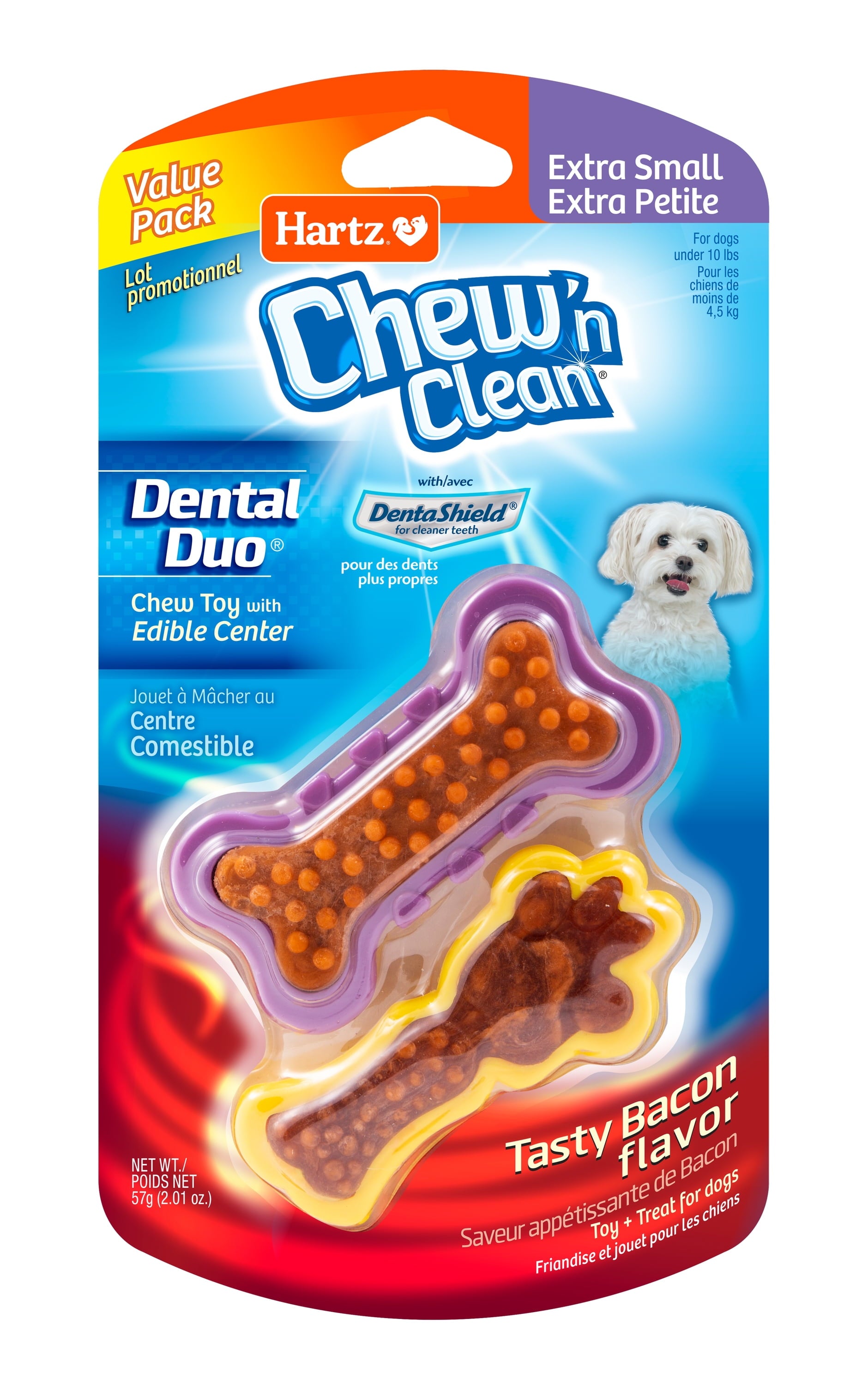 Chew N Clean Dental Duo Dog Toy, Medium, Nylon, Color May Vary