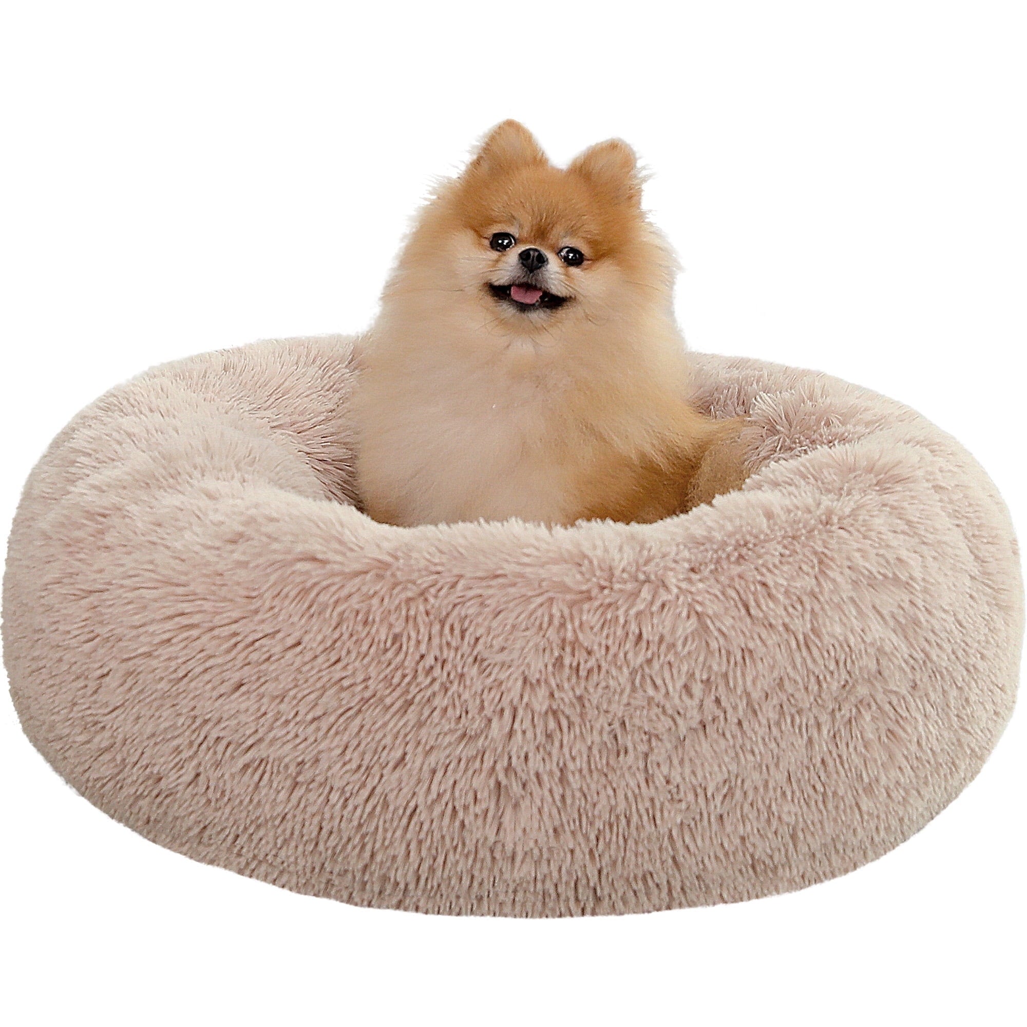 Calming Donut Dog Bed Anti-Anxiety Plush Pillow round Puppy Cat Bed 23" for Pets up to 25Lbs,Gray