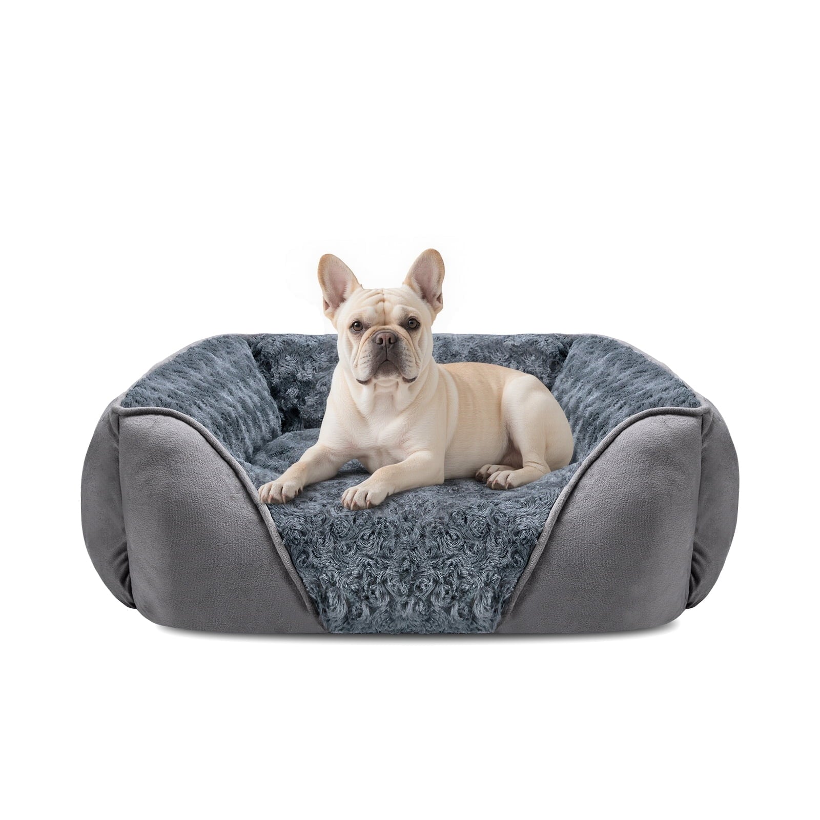 Soft Calming Sleeping Puppy Bed, Rectangle Washable Orthopedic Dog Bed, Large Dog Bed for Large Medium Small Dogs, Durable Pet Cuddler with Anti-Slip Bottom, Beige, 20Inch