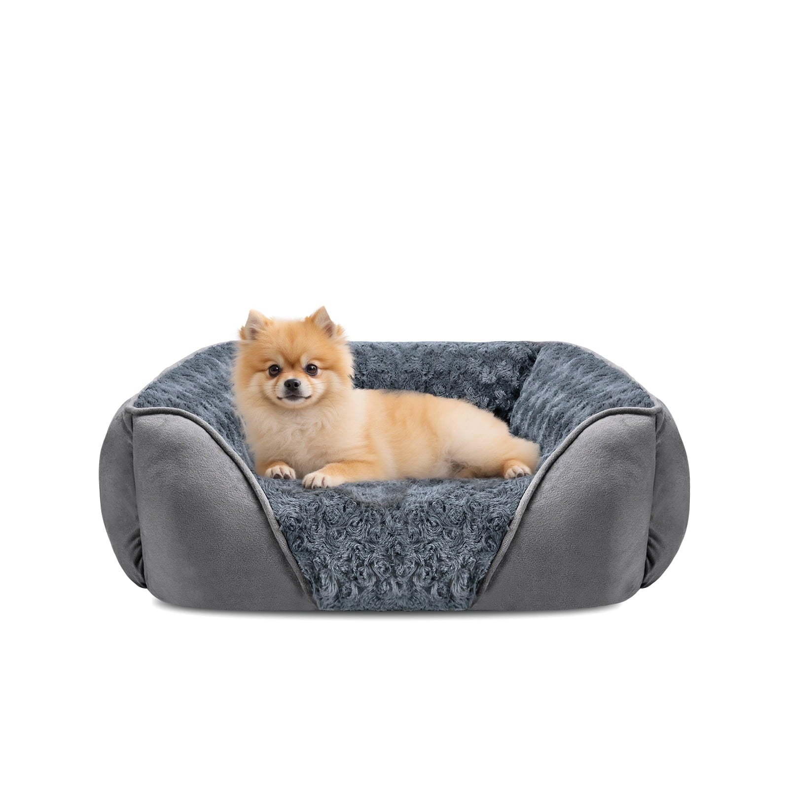Soft Calming Sleeping Puppy Bed, Rectangle Washable Orthopedic Dog Bed, Large Dog Bed for Large Medium Small Dogs, Durable Pet Cuddler with Anti-Slip Bottom, Beige, 20Inch