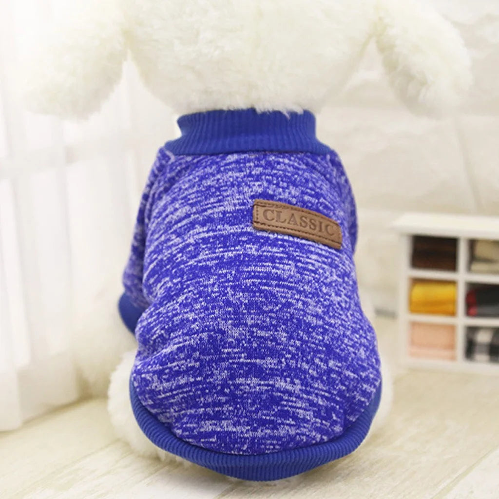 Pet Supplies Pet Dog Puppy Classic Sweater Sweater Clothes Warm Sweater Winter Blue