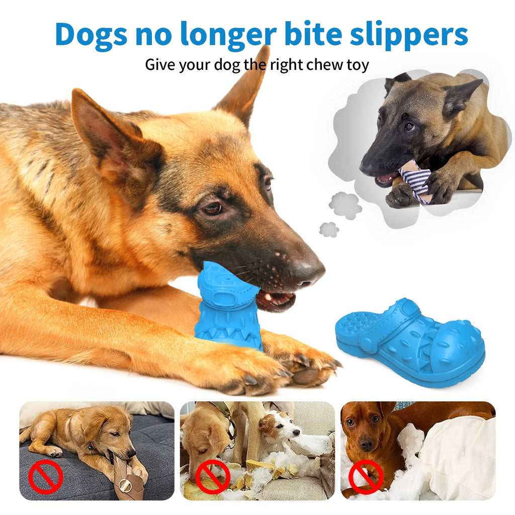 Dog Toys for Aggressive Chewers Large Breed, Slipper Shape Squeaky Dog Chew Toys for Aggressive Chewers Puppies Medium Large Dogs, Blue