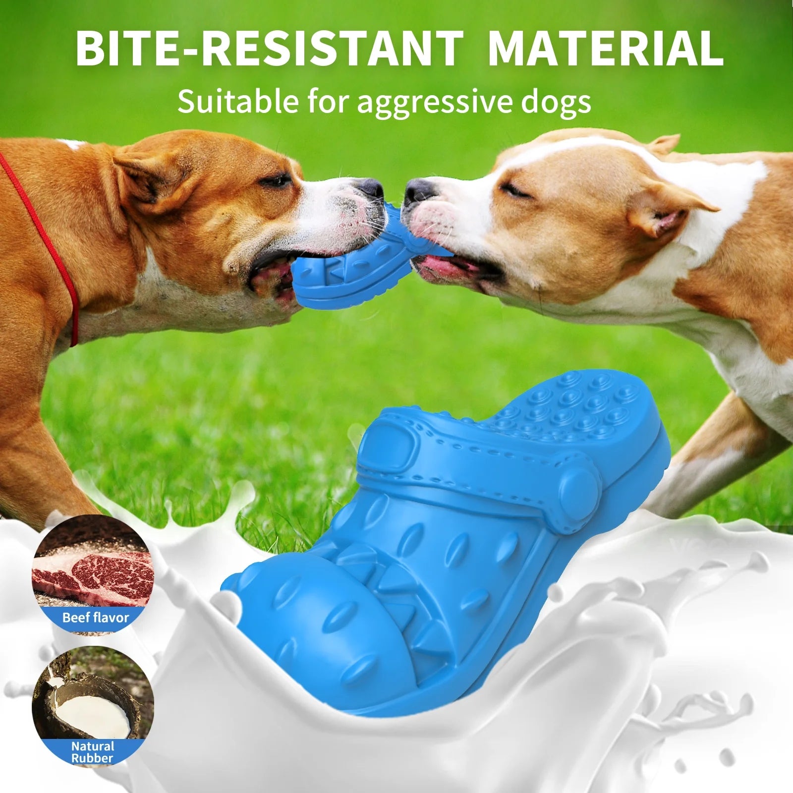 Dog Toys for Aggressive Chewers Large Breed, Slipper Shape Squeaky Dog Chew Toys for Aggressive Chewers Puppies Medium Large Dogs, Blue