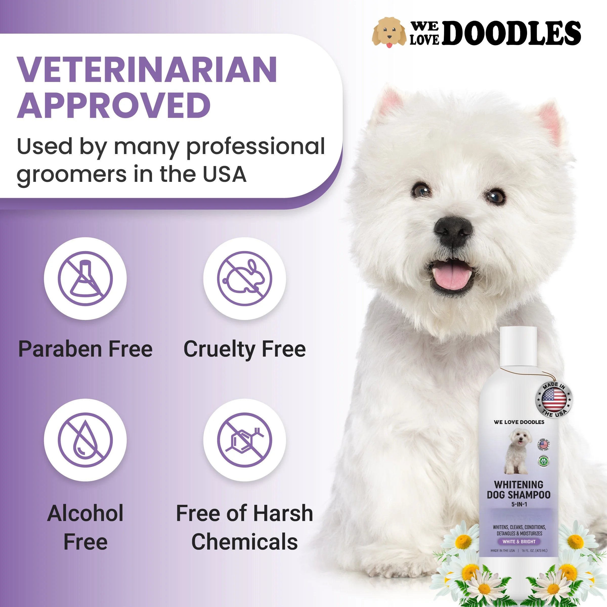 Whitening Dog Shampoo | Clean Ingredients | Made in USA | Brightening Dogs Fur | White & Bright Hair | Removes Stains & Discoloration []