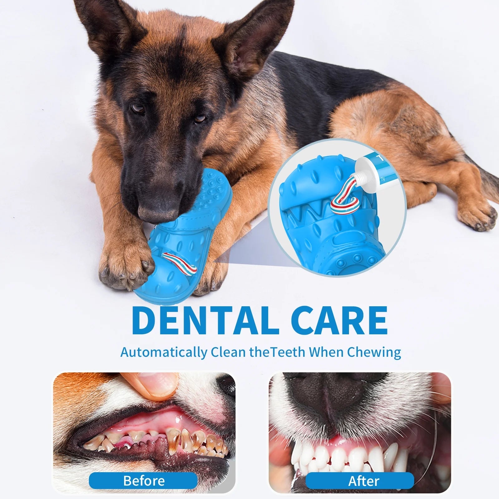 Dog Toys for Aggressive Chewers Large Breed, Slipper Shape Squeaky Dog Chew Toys for Aggressive Chewers Puppies Medium Large Dogs, Blue